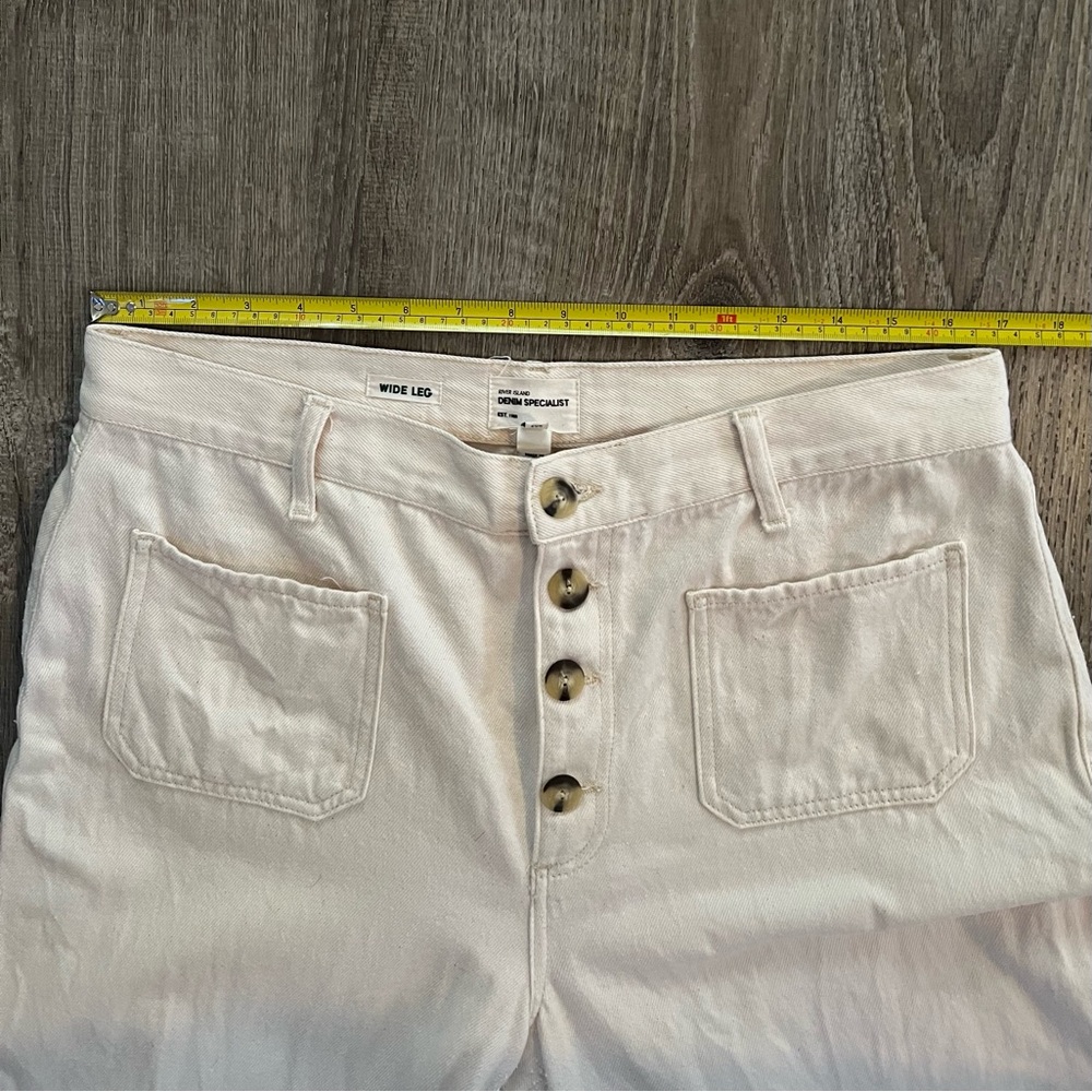 Anthropologie x River Island Pocket front wide leg jeans in ecru - Picture 11 of 12